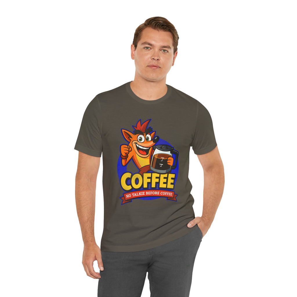 Caffeine Addict Cartoon Morning Coffee Humor Shirt