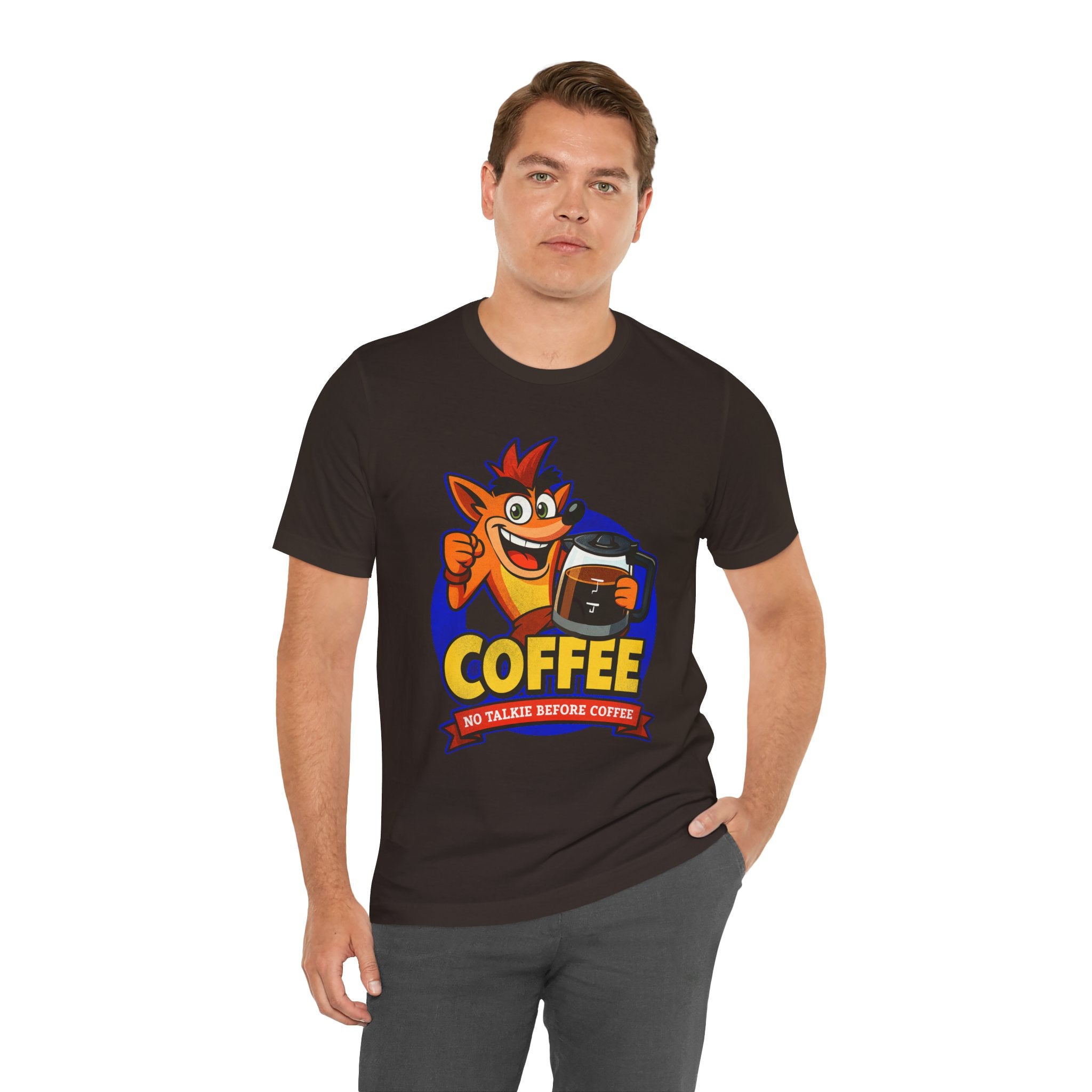 Caffeine Addict Cartoon Morning Coffee Humor Shirt