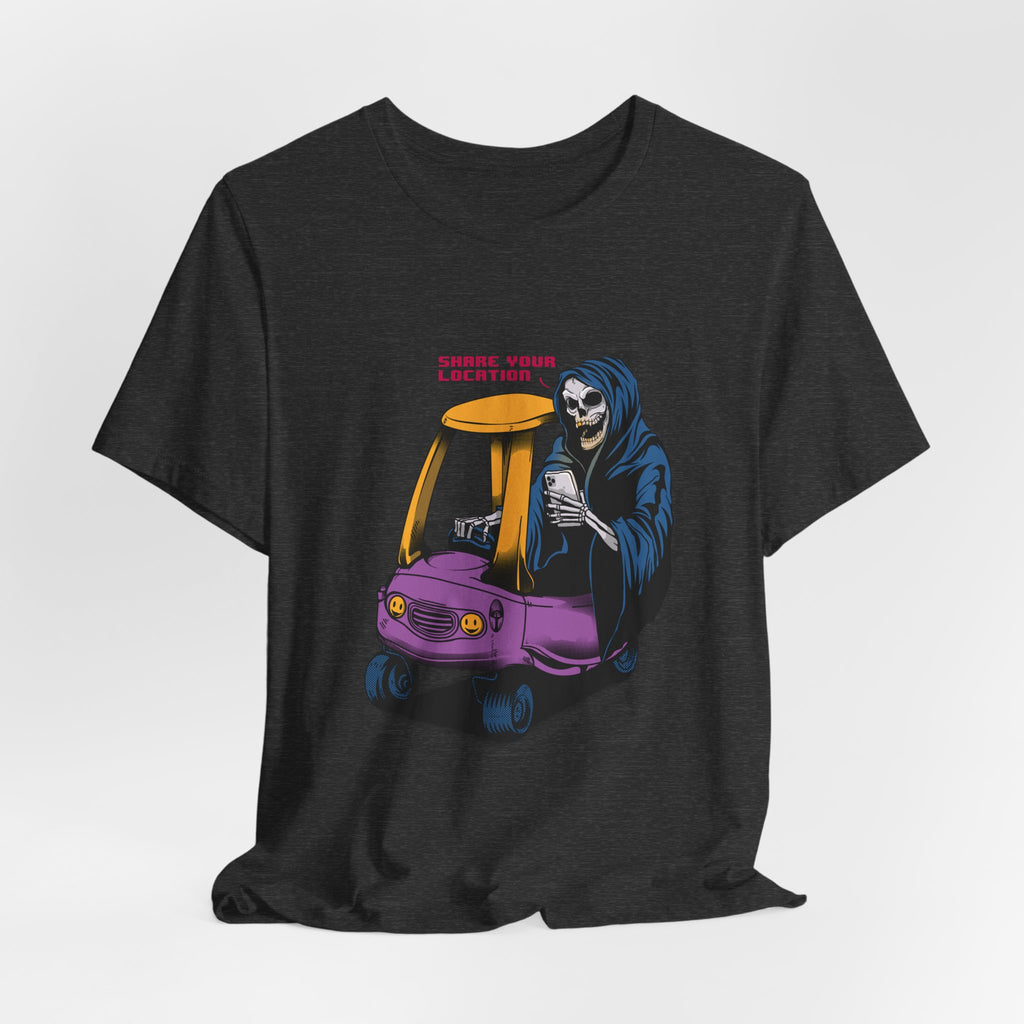 Grim Reaper in Cozy Coupe Enjoying Life