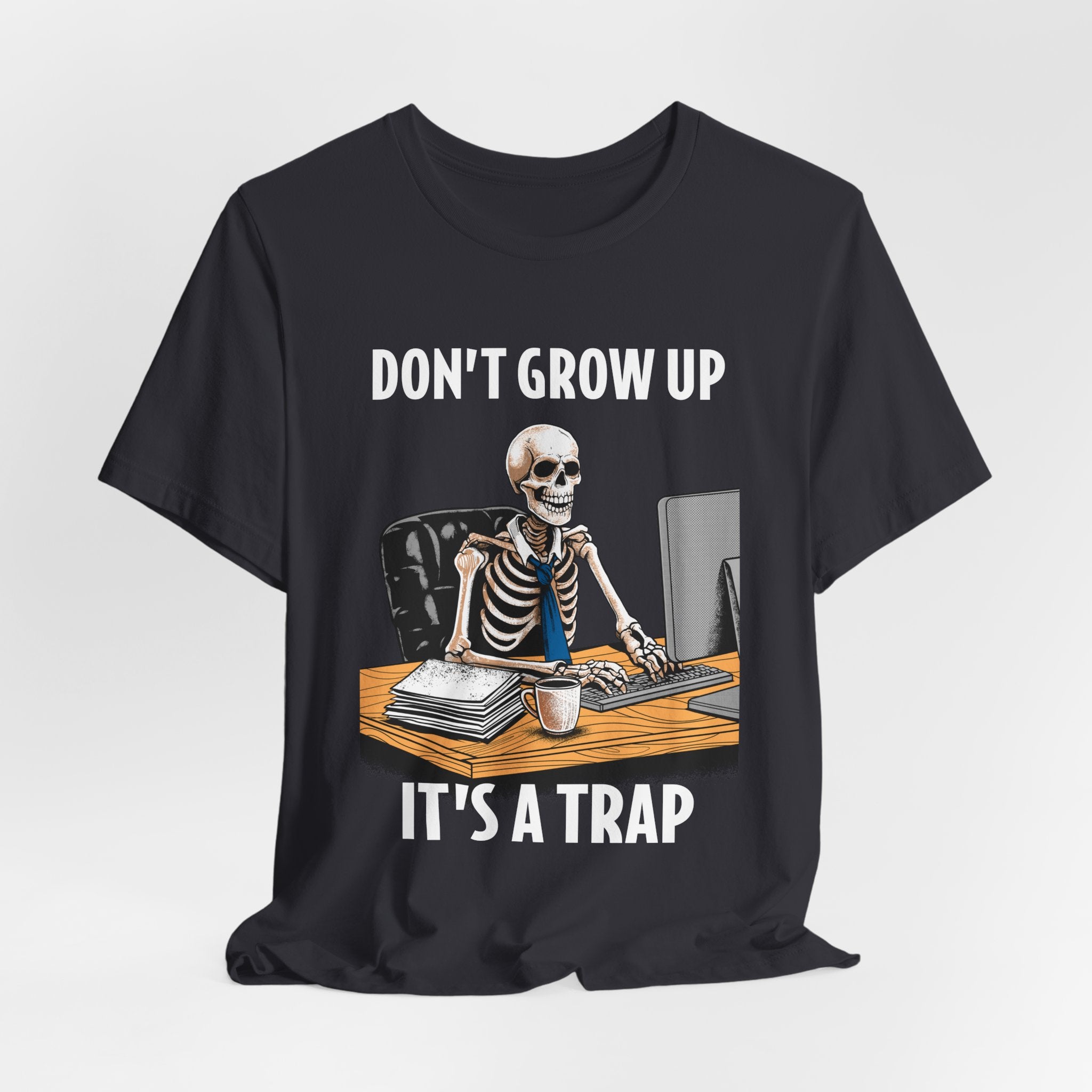 Skeleton Worker Rat Race Slogan T-Shirt