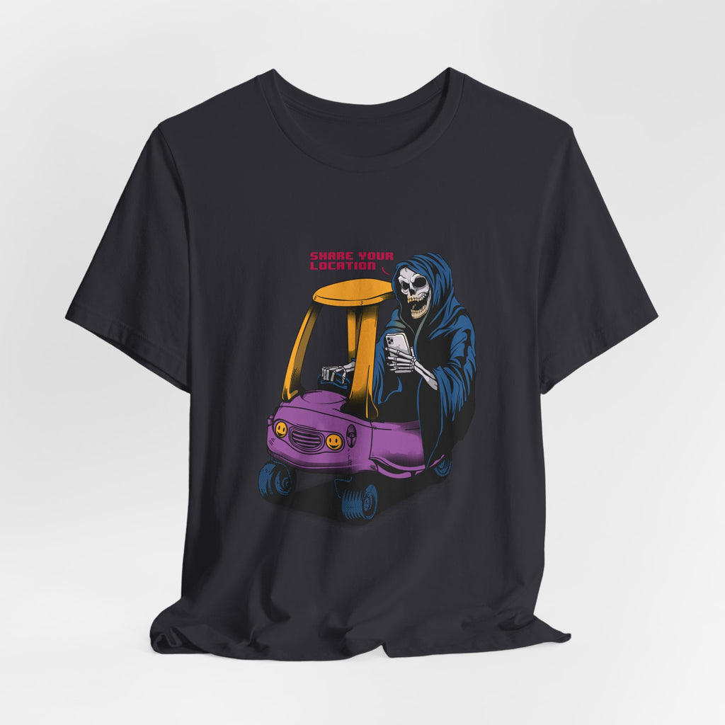 Grim Reaper in Cozy Coupe Enjoying Life