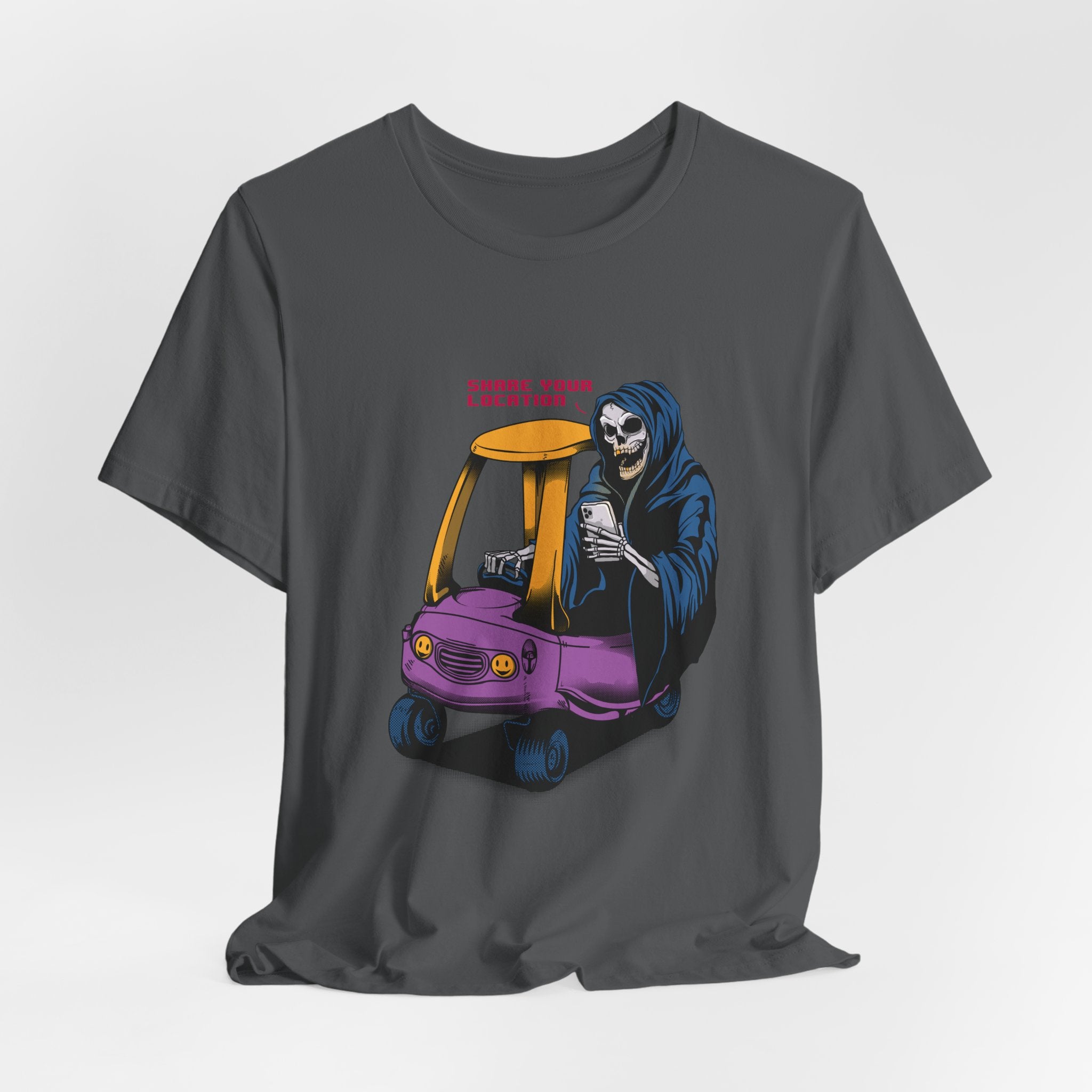 Grim Reaper in Cozy Coupe Enjoying Life
