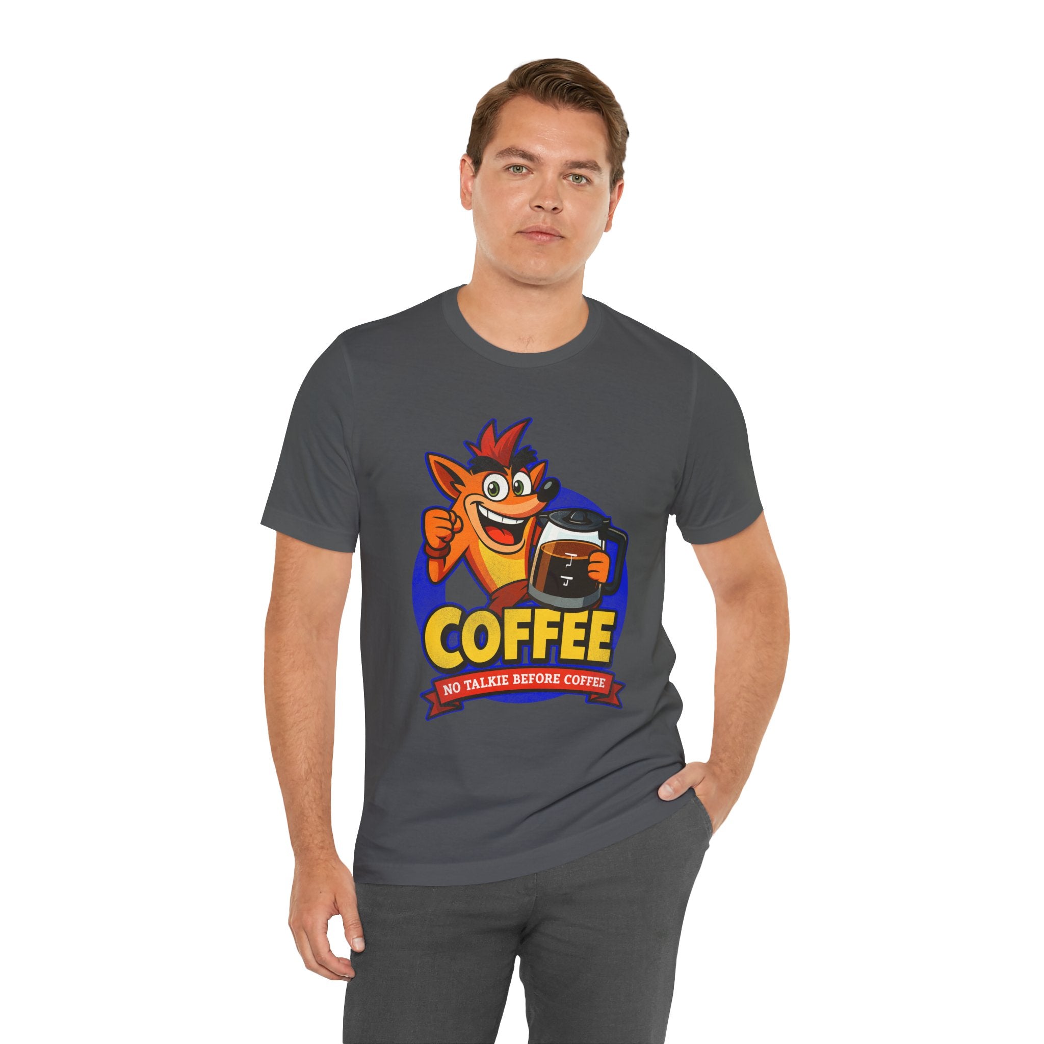 Caffeine Addict Cartoon Morning Coffee Humor Shirt