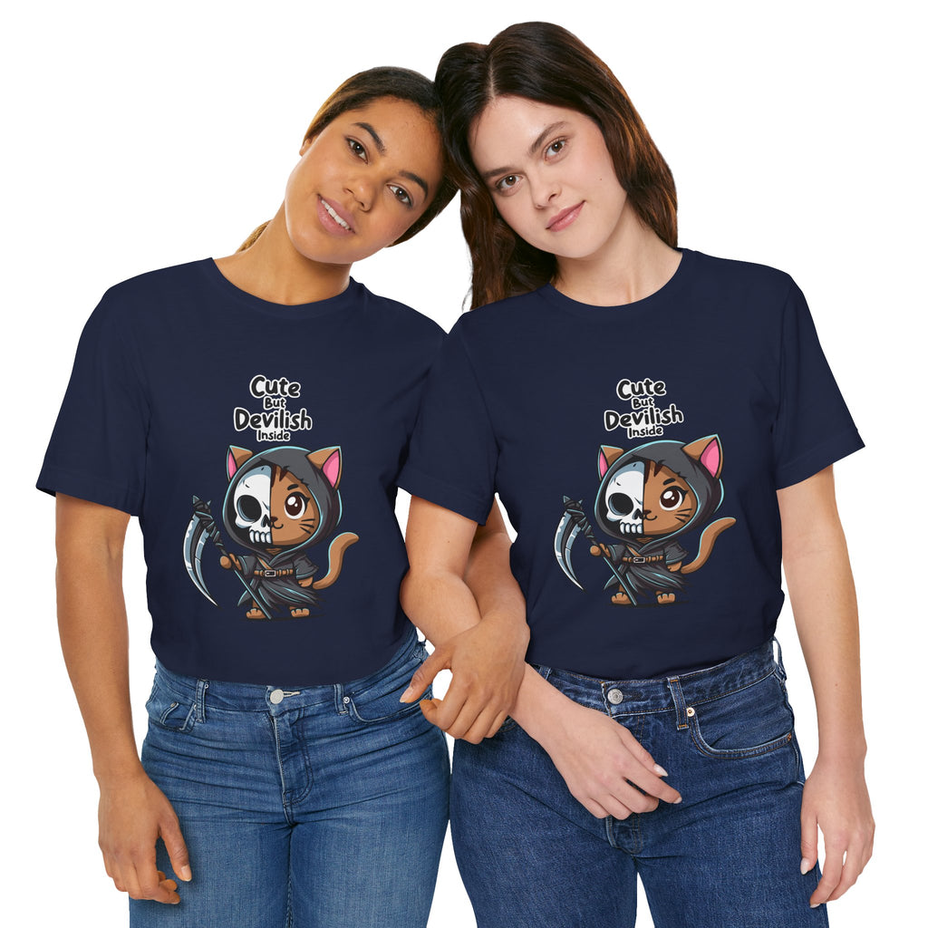 Cute But Devilish Inside Cat Kawaii Grim Reaper Kitty T-Shirt