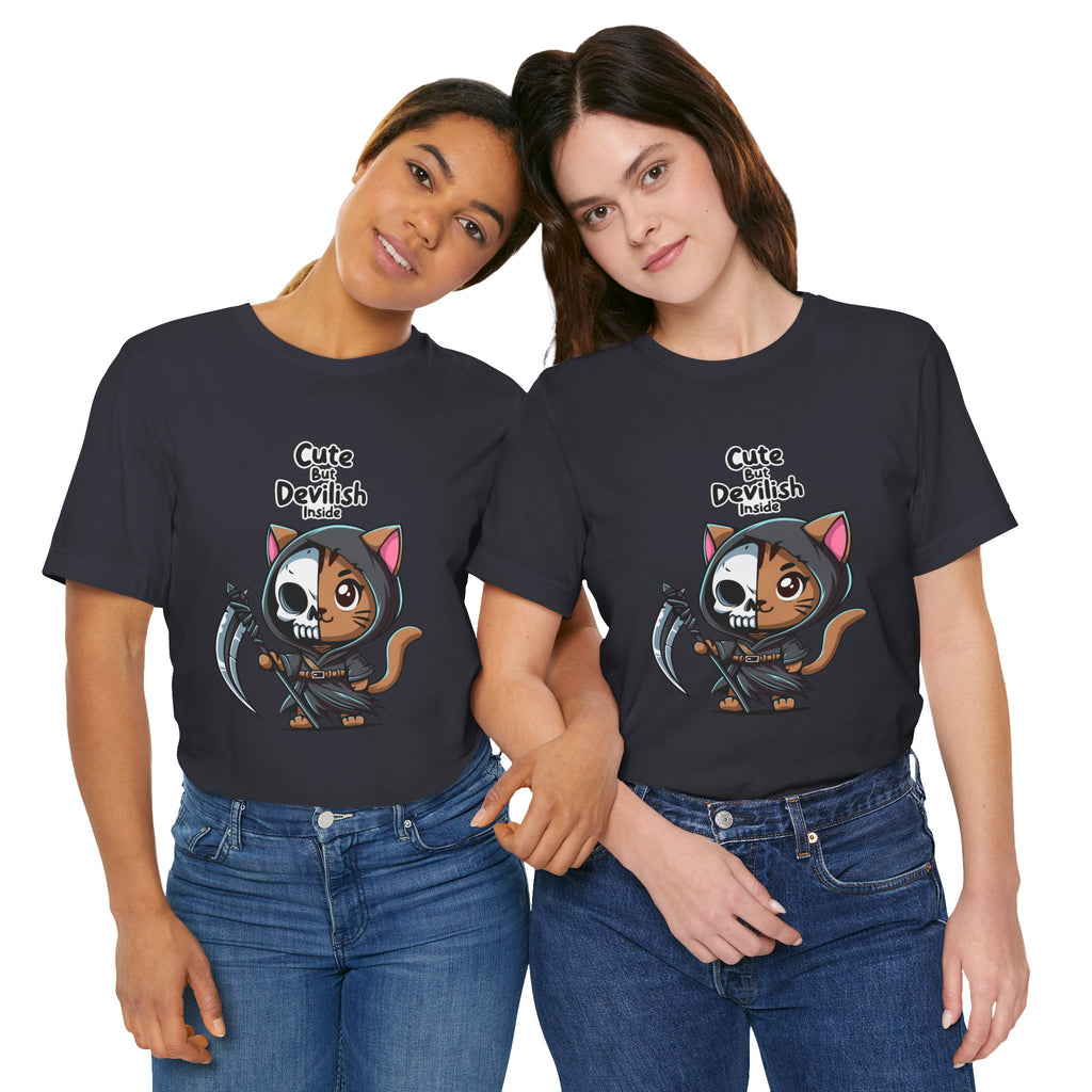 Cute But Devilish Inside Cat Kawaii Grim Reaper Kitty T-Shirt