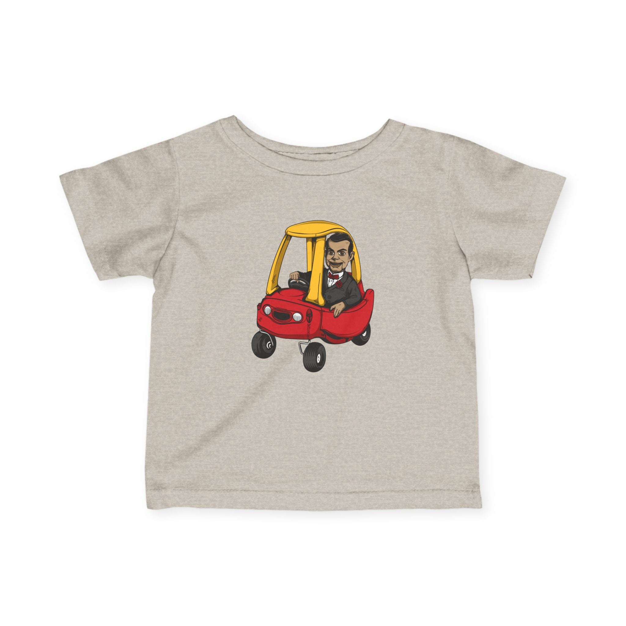 Cute Kid in Red Cozy Coupe Car Infant Tee