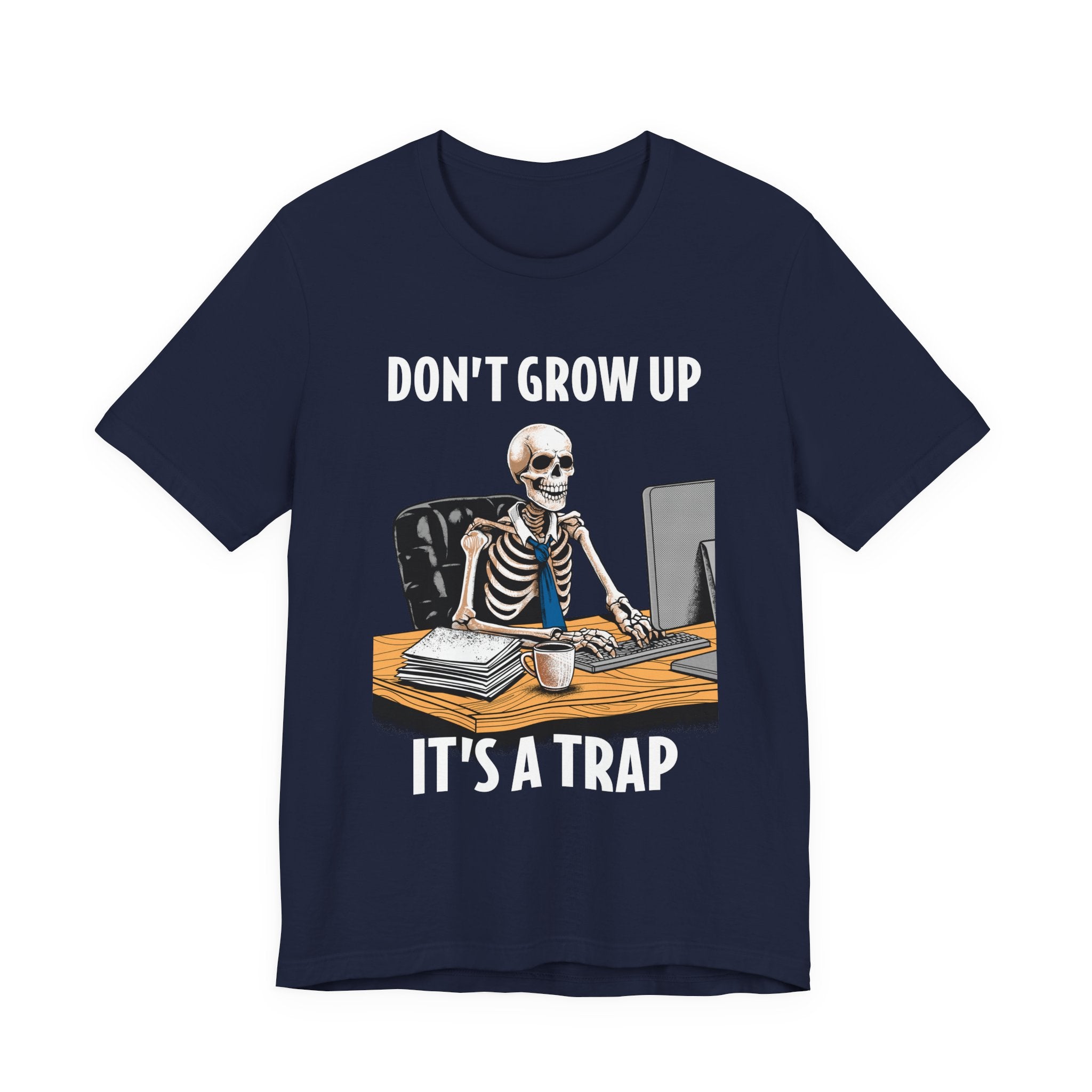 Skeleton Worker Rat Race Slogan T-Shirt