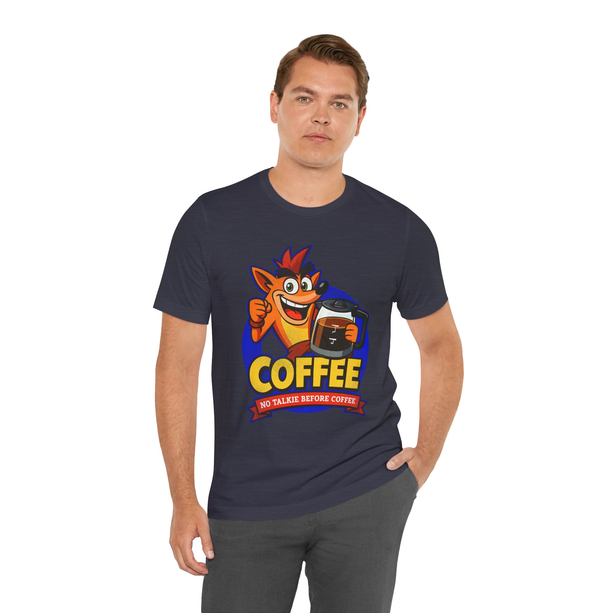 Caffeine Addict Cartoon Morning Coffee Humor Shirt