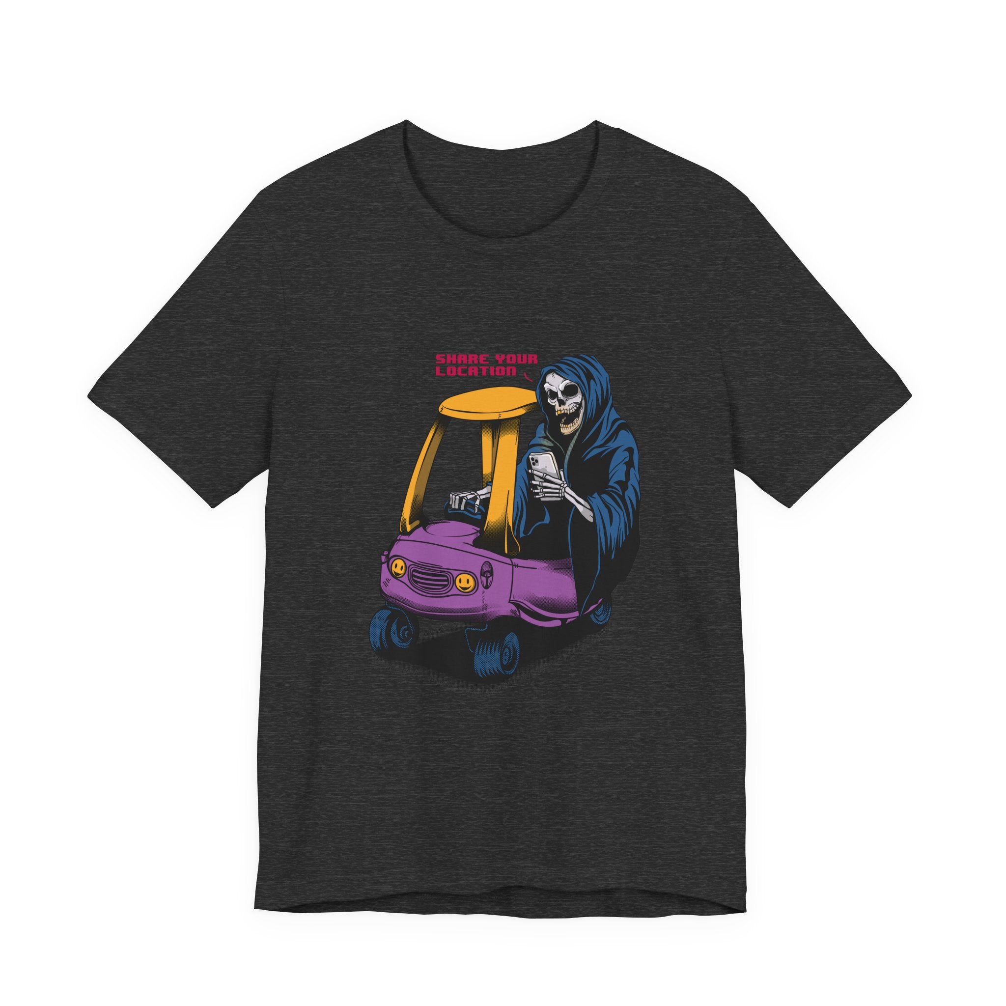 Grim Reaper in Cozy Coupe Enjoying Life