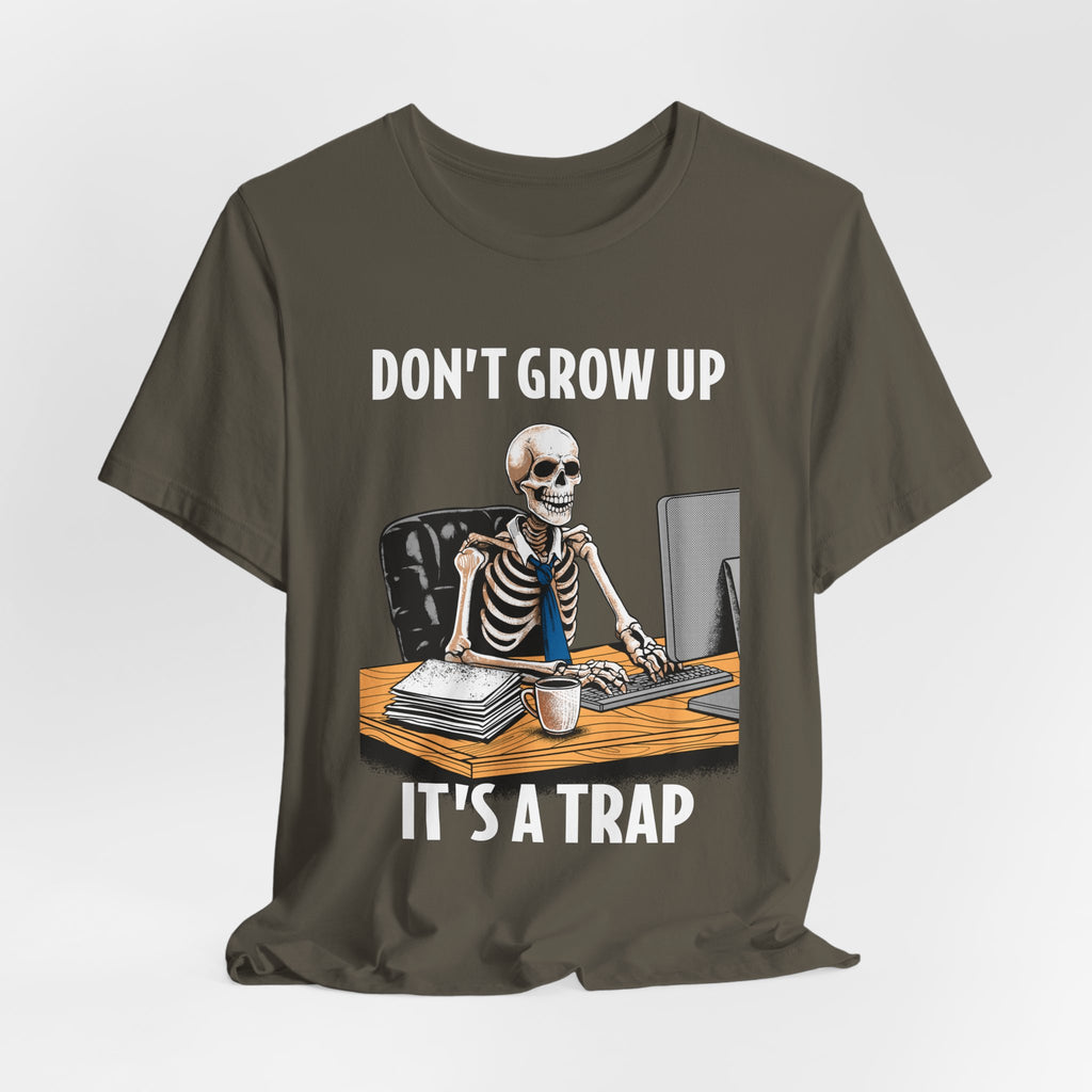 Skeleton Worker Rat Race Slogan T-Shirt