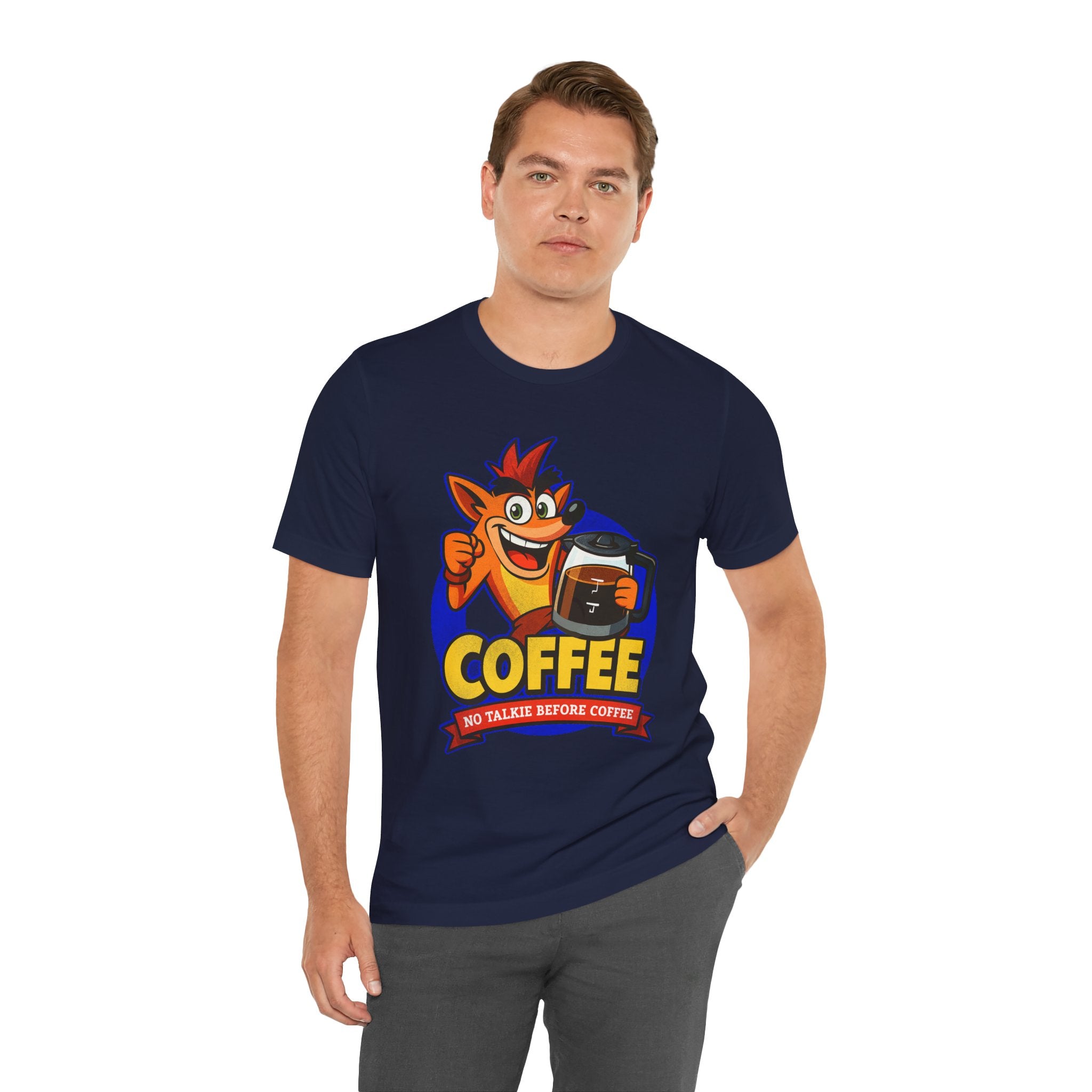 Caffeine Addict Cartoon Morning Coffee Humor Shirt