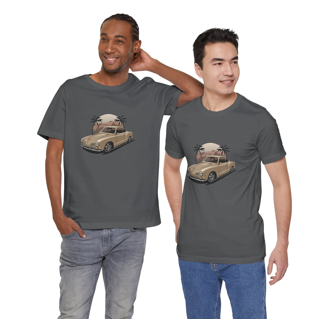 Vintage Car Sunset Karmann Coupe Palm Tree Tee
