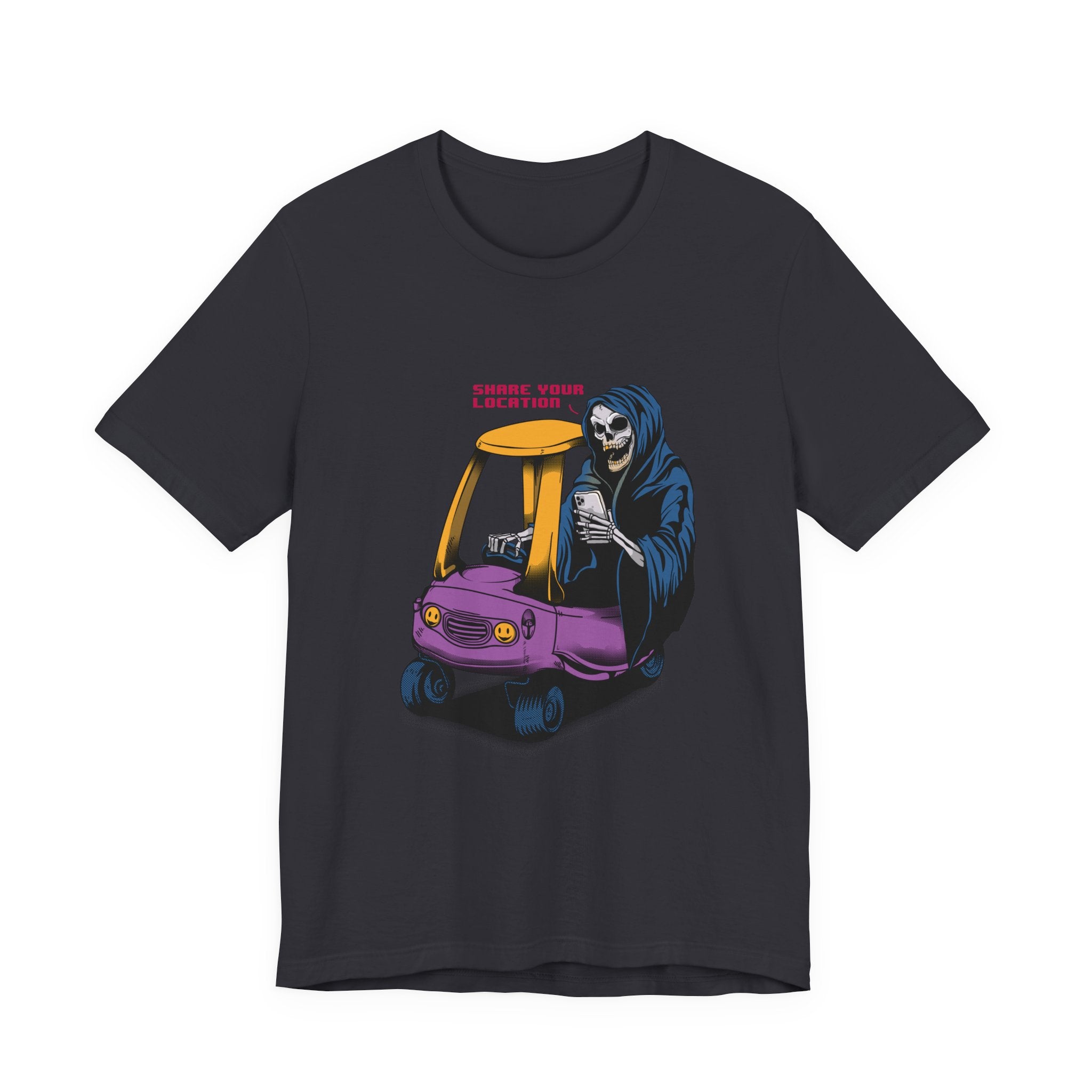 Grim Reaper in Cozy Coupe Enjoying Life