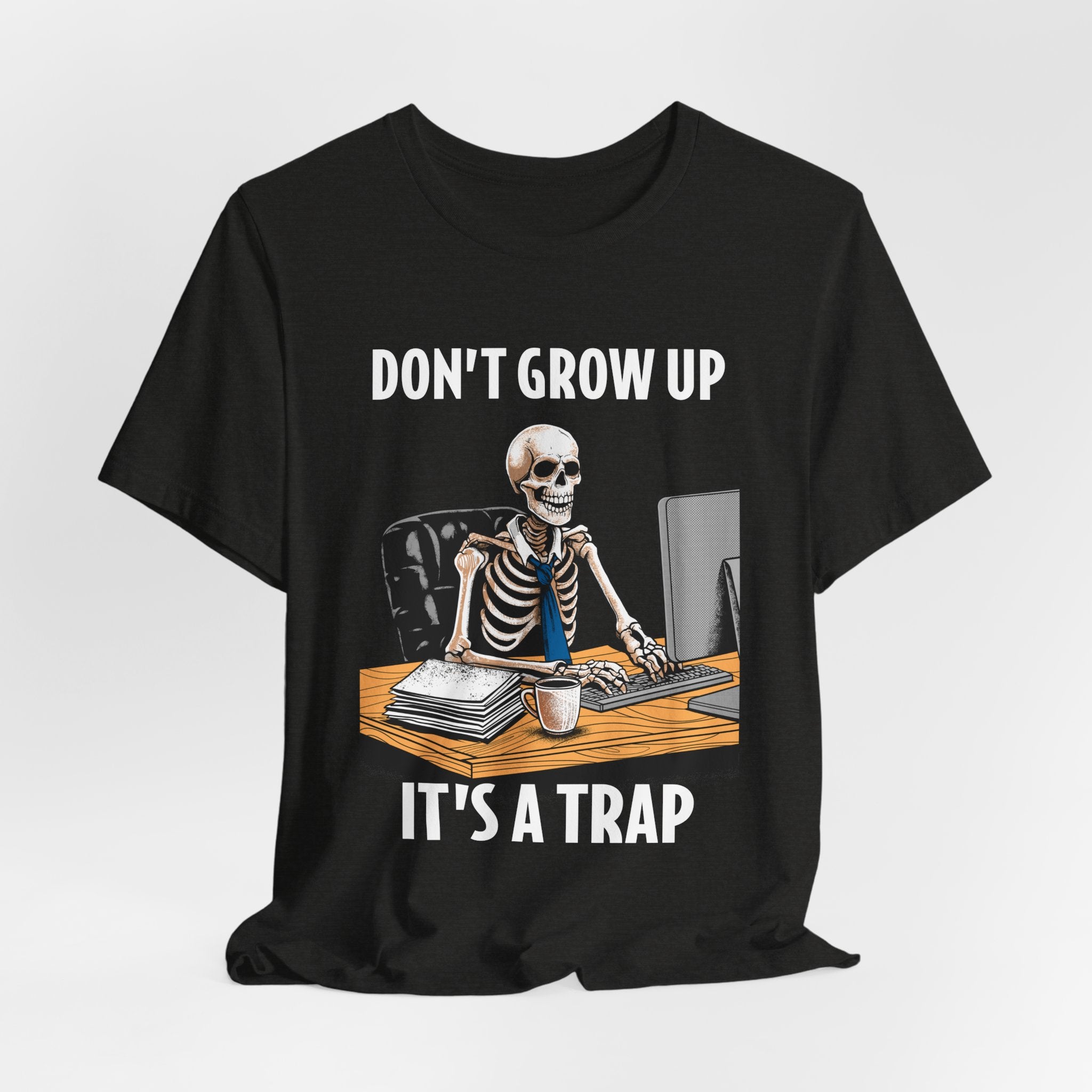 Skeleton Worker Rat Race Slogan T-Shirt