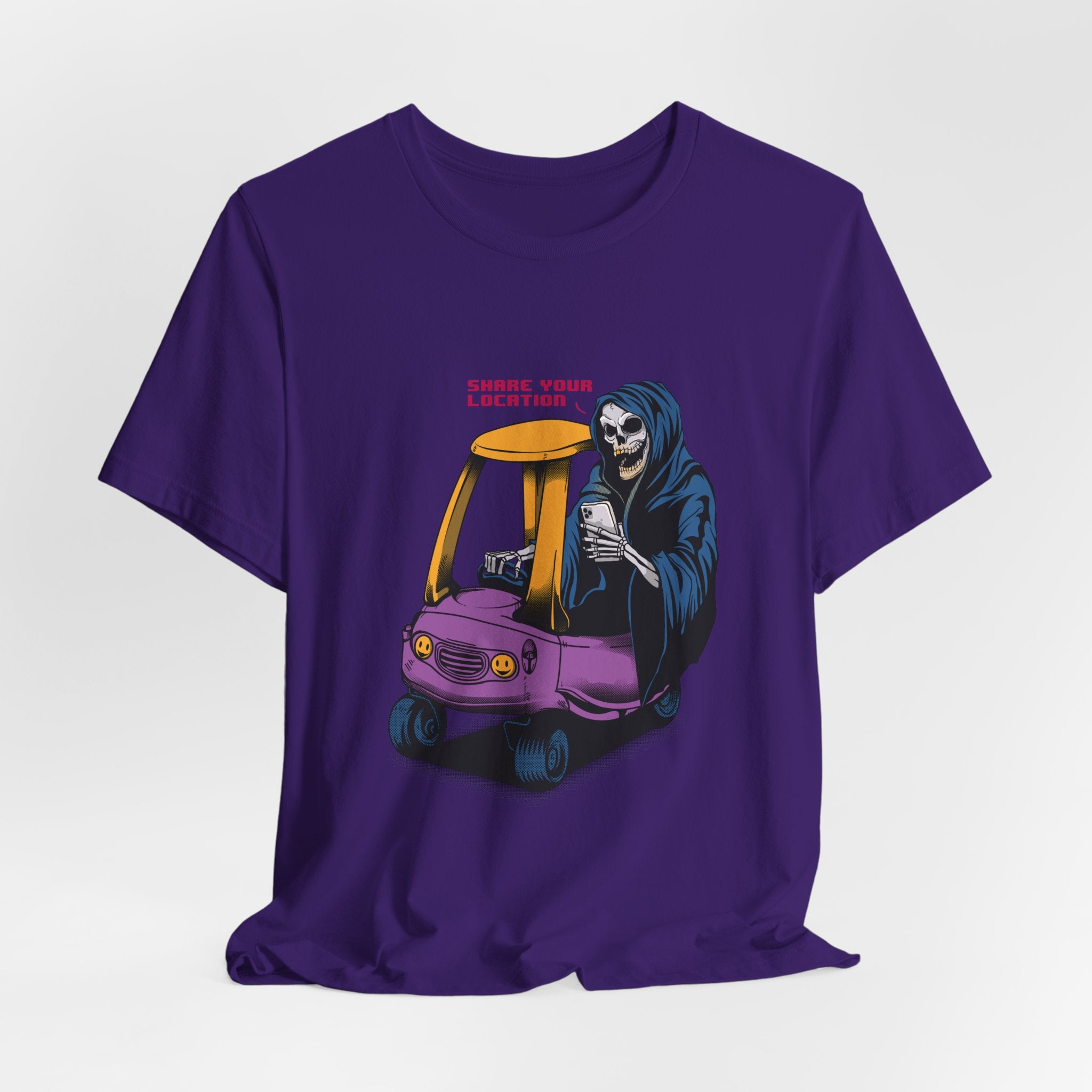 Grim Reaper in Cozy Coupe Enjoying Life