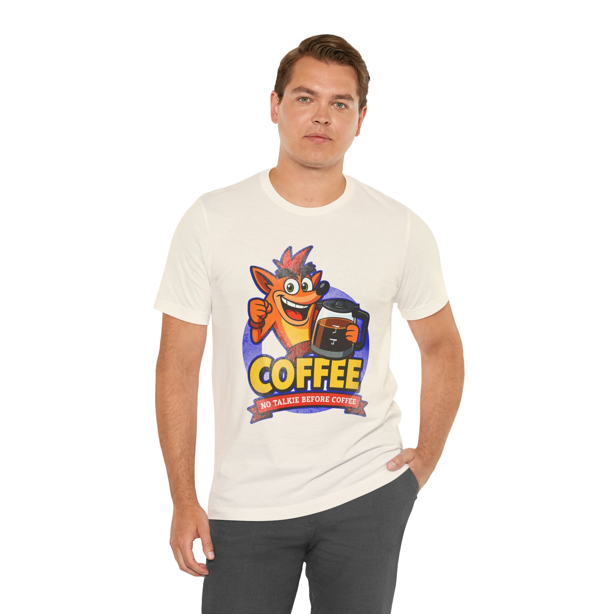 Caffeine Addict Cartoon Morning Coffee Humor Shirt