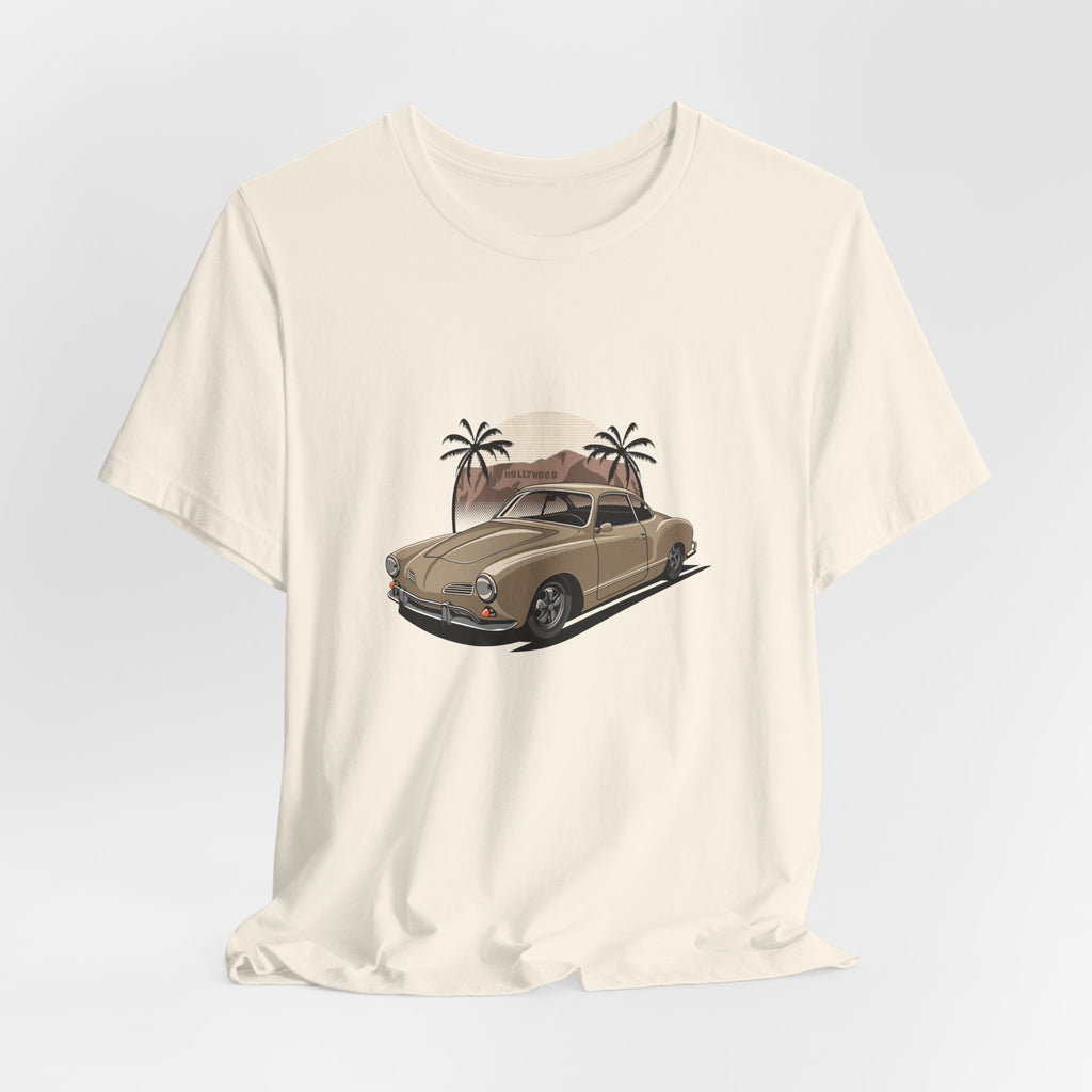 Vintage Car Sunset Karmann Coupe Palm Tree Tee