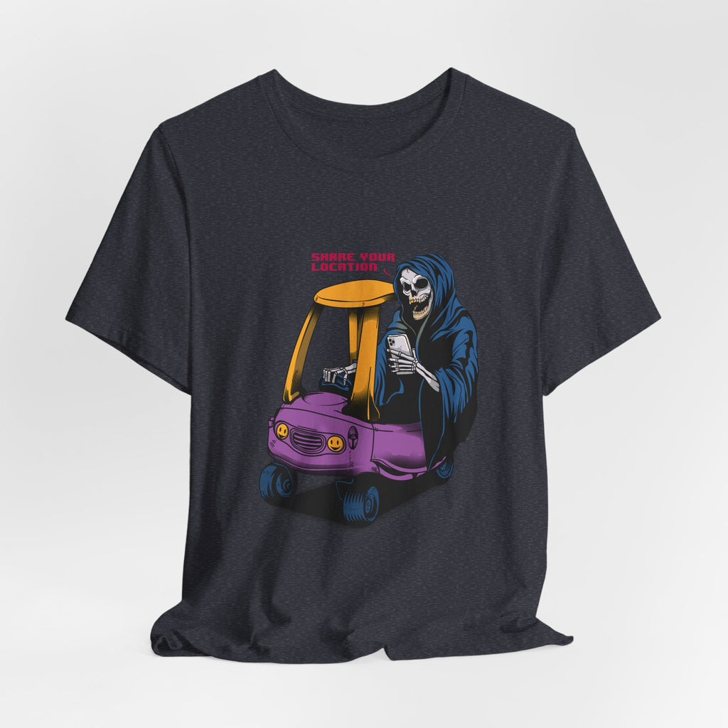 Grim Reaper in Cozy Coupe Enjoying Life