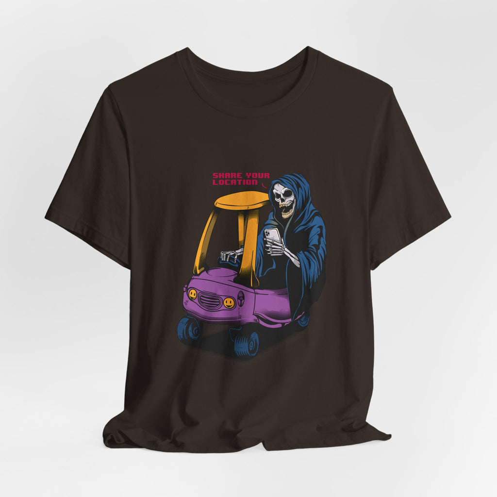 Grim Reaper in Cozy Coupe Enjoying Life