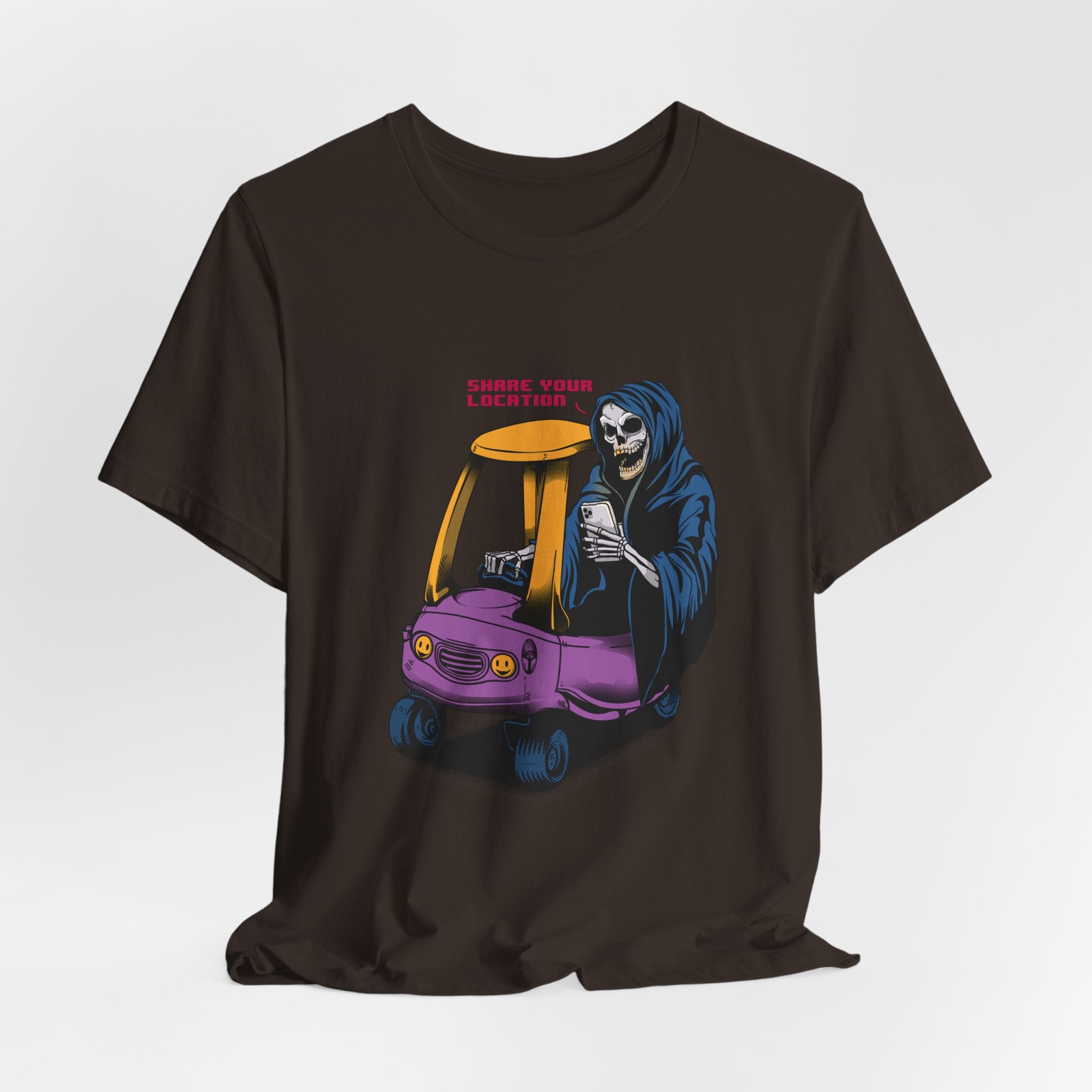 Grim Reaper in Cozy Coupe Enjoying Life