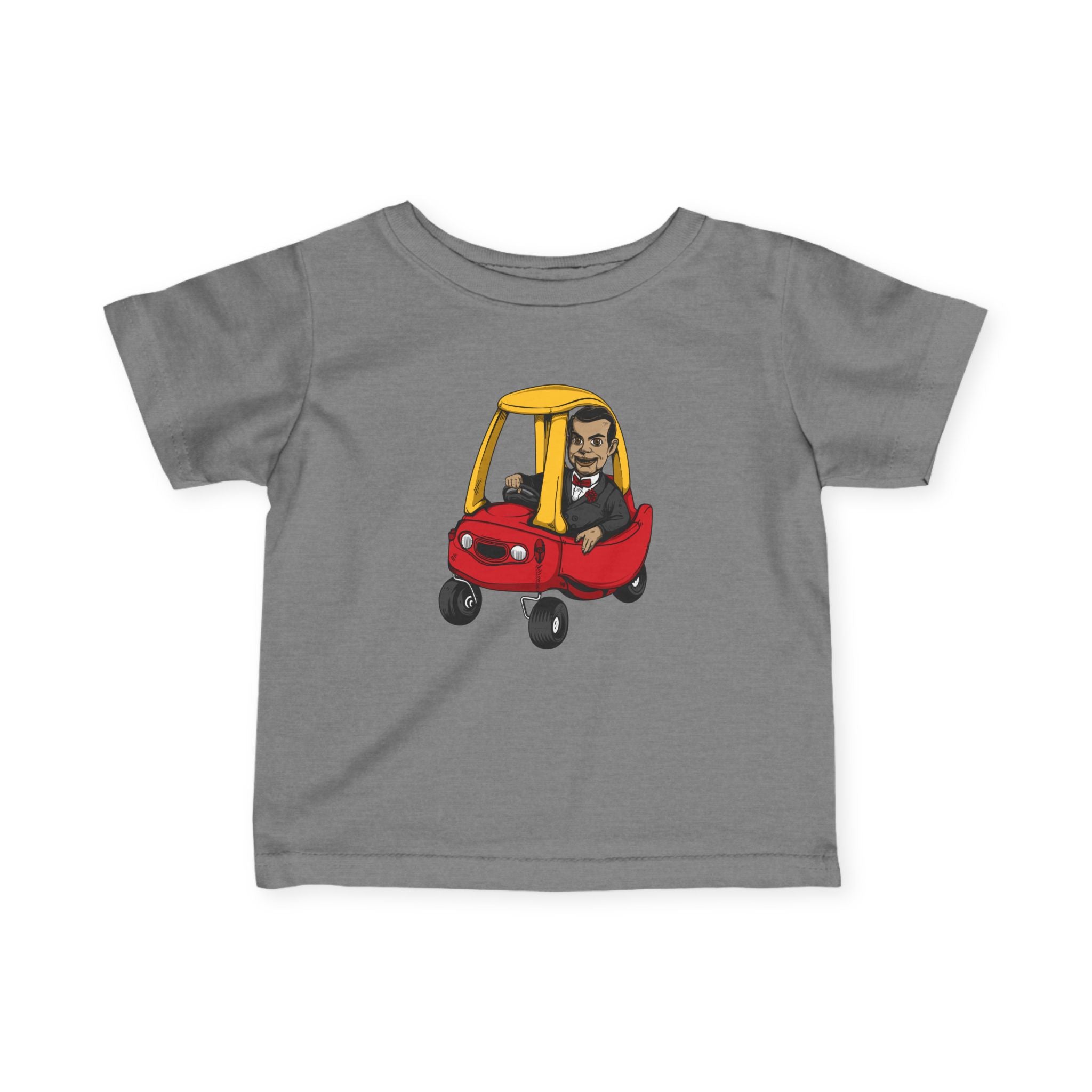 Cute Kid in Red Cozy Coupe Car Infant Tee