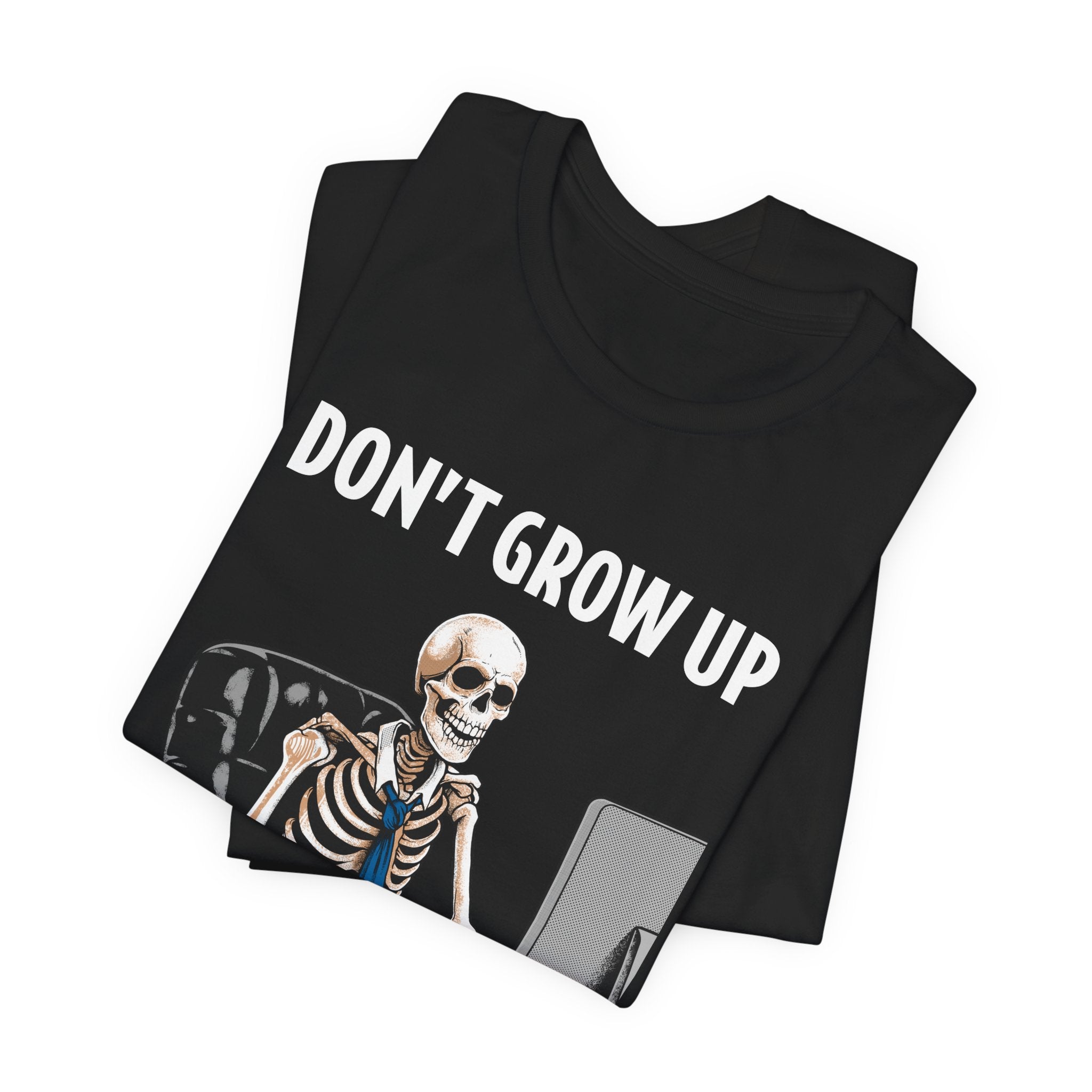 Skeleton Worker Rat Race Slogan T-Shirt