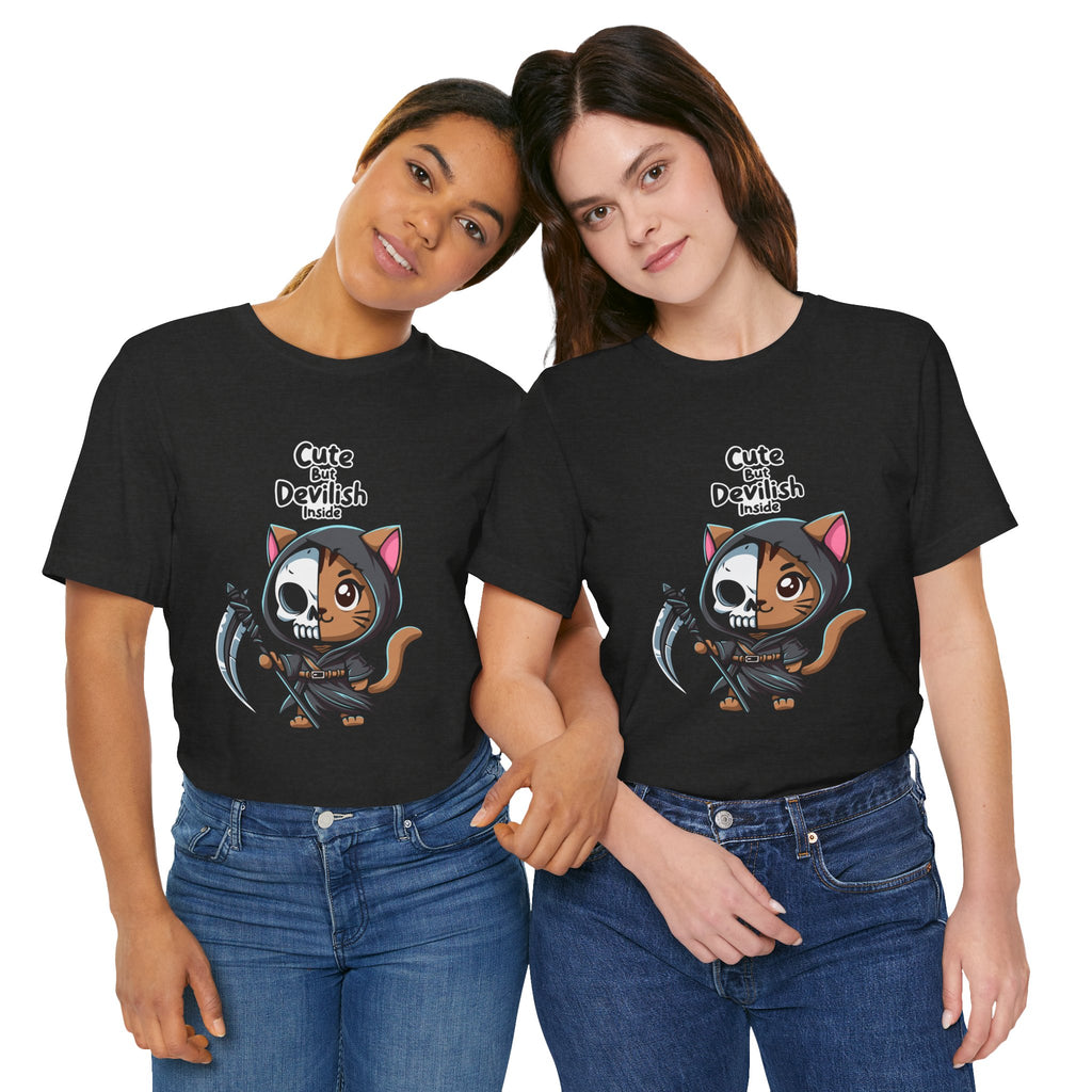 Cute But Devilish Inside Cat Kawaii Grim Reaper Kitty T-Shirt