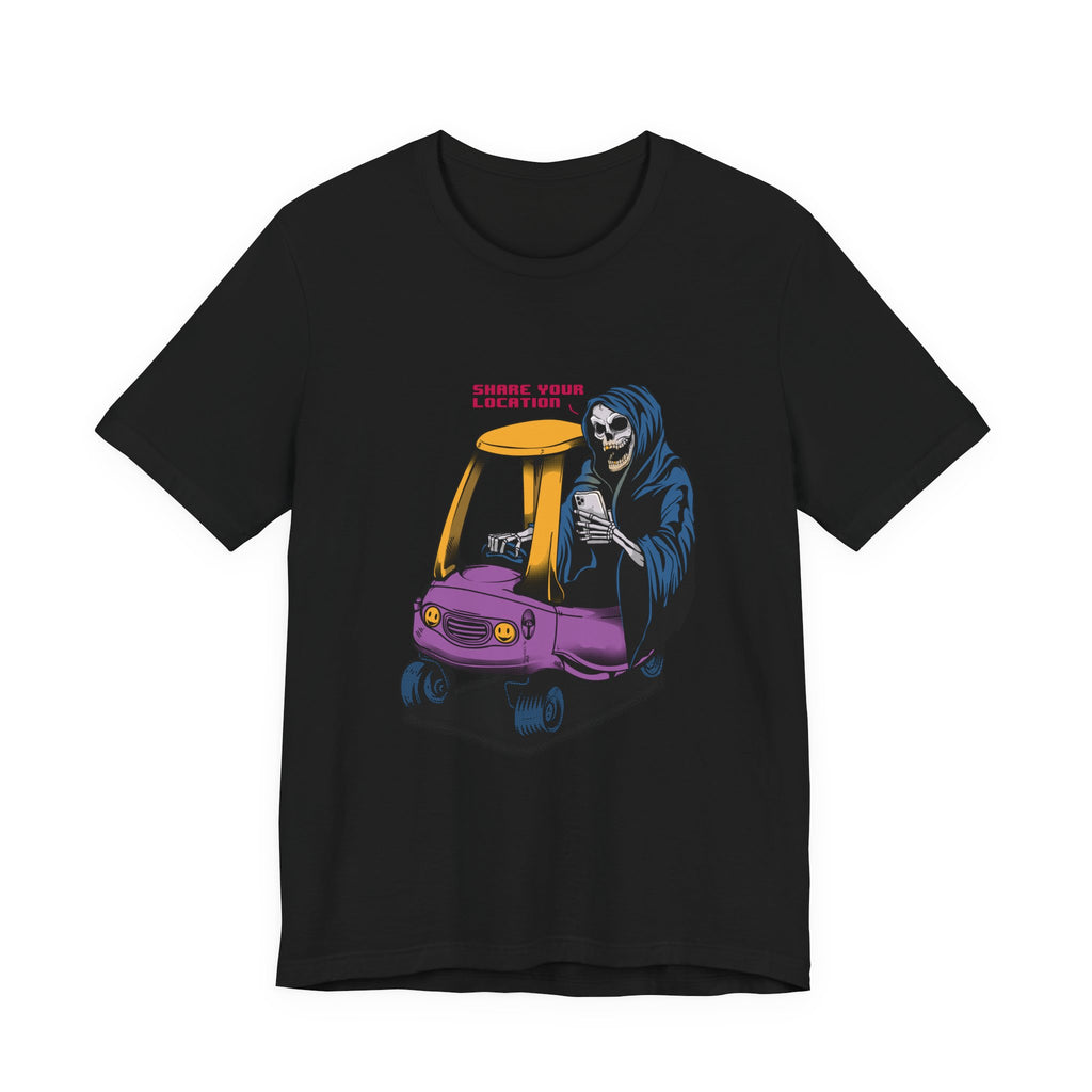 Grim Reaper in Cozy Coupe Enjoying Life