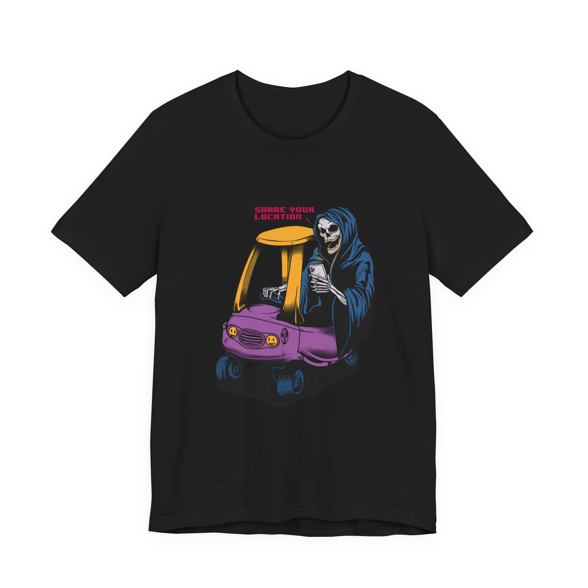 Grim Reaper in Cozy Coupe Enjoying Life