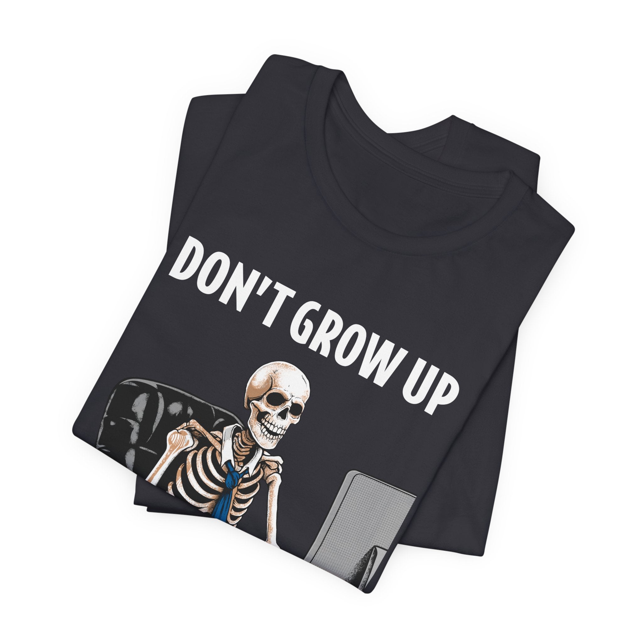 Skeleton Worker Rat Race Slogan T-Shirt