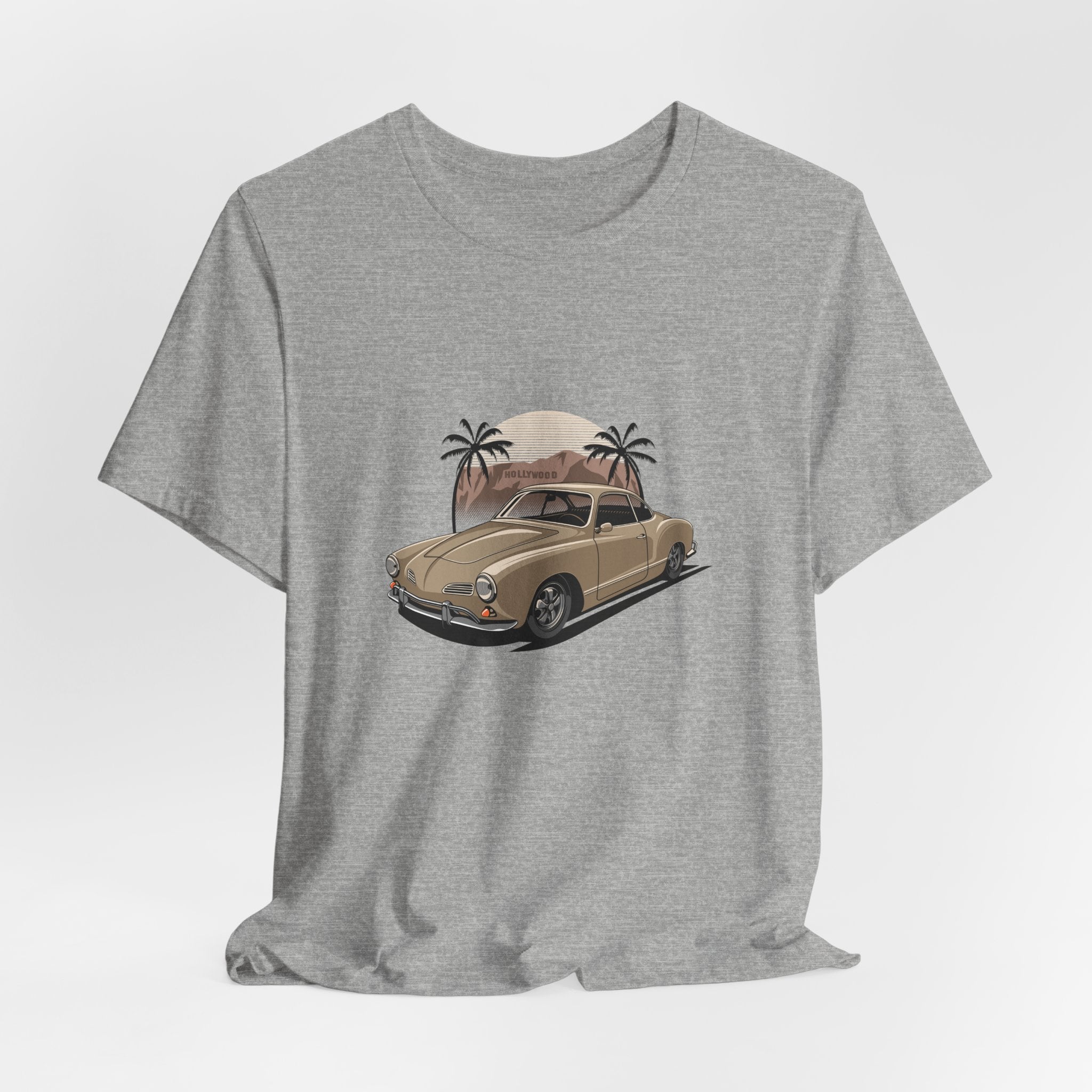 Vintage Car Sunset Karmann Coupe Palm Tree Tee