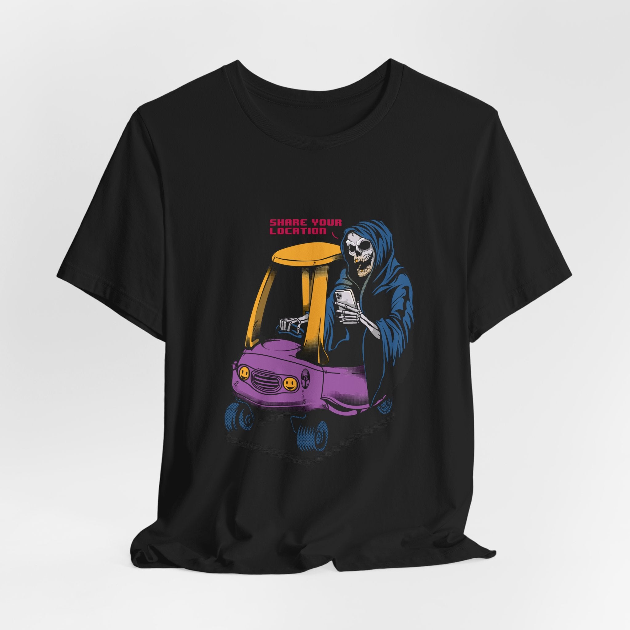 Grim Reaper in Cozy Coupe Enjoying Life