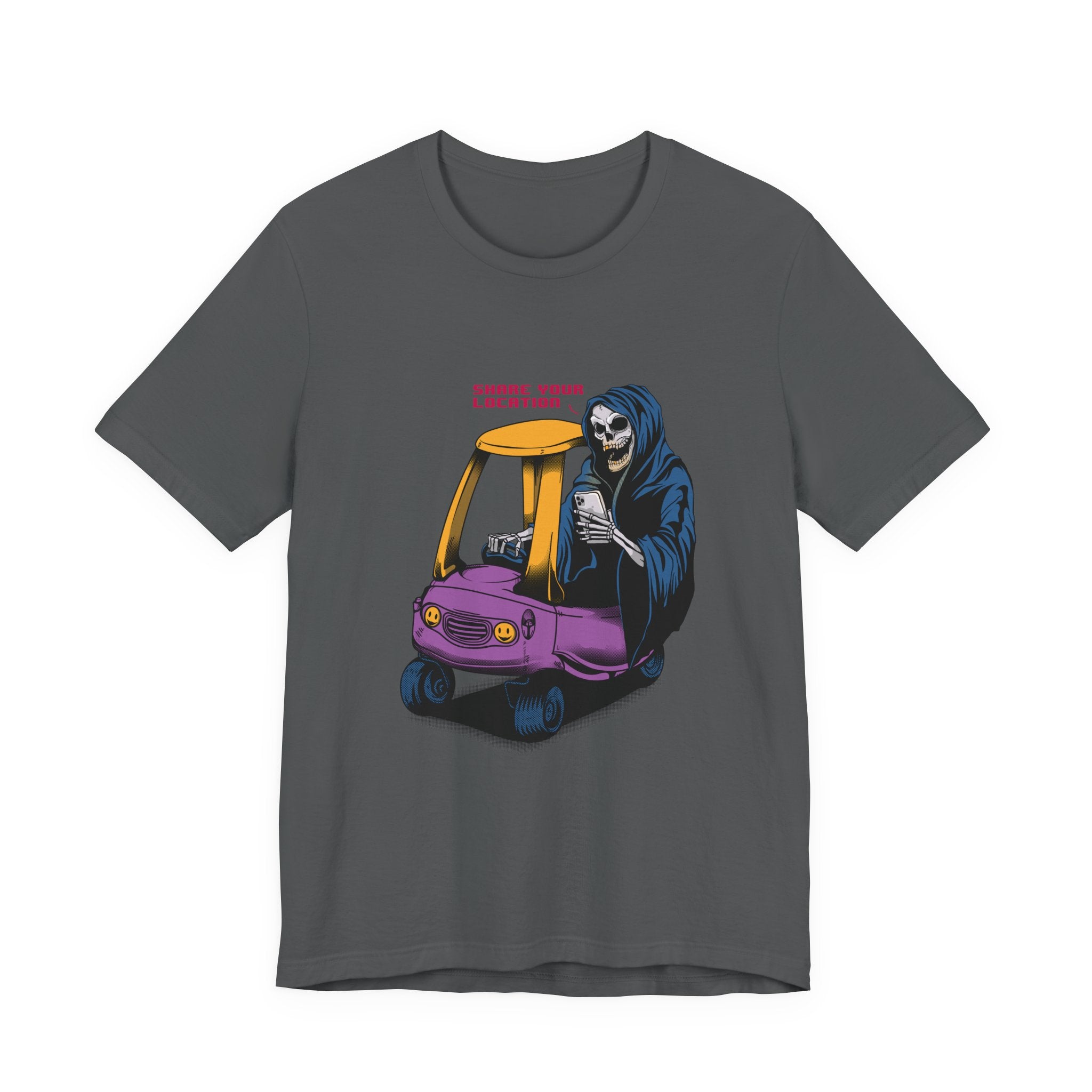 Grim Reaper in Cozy Coupe Enjoying Life