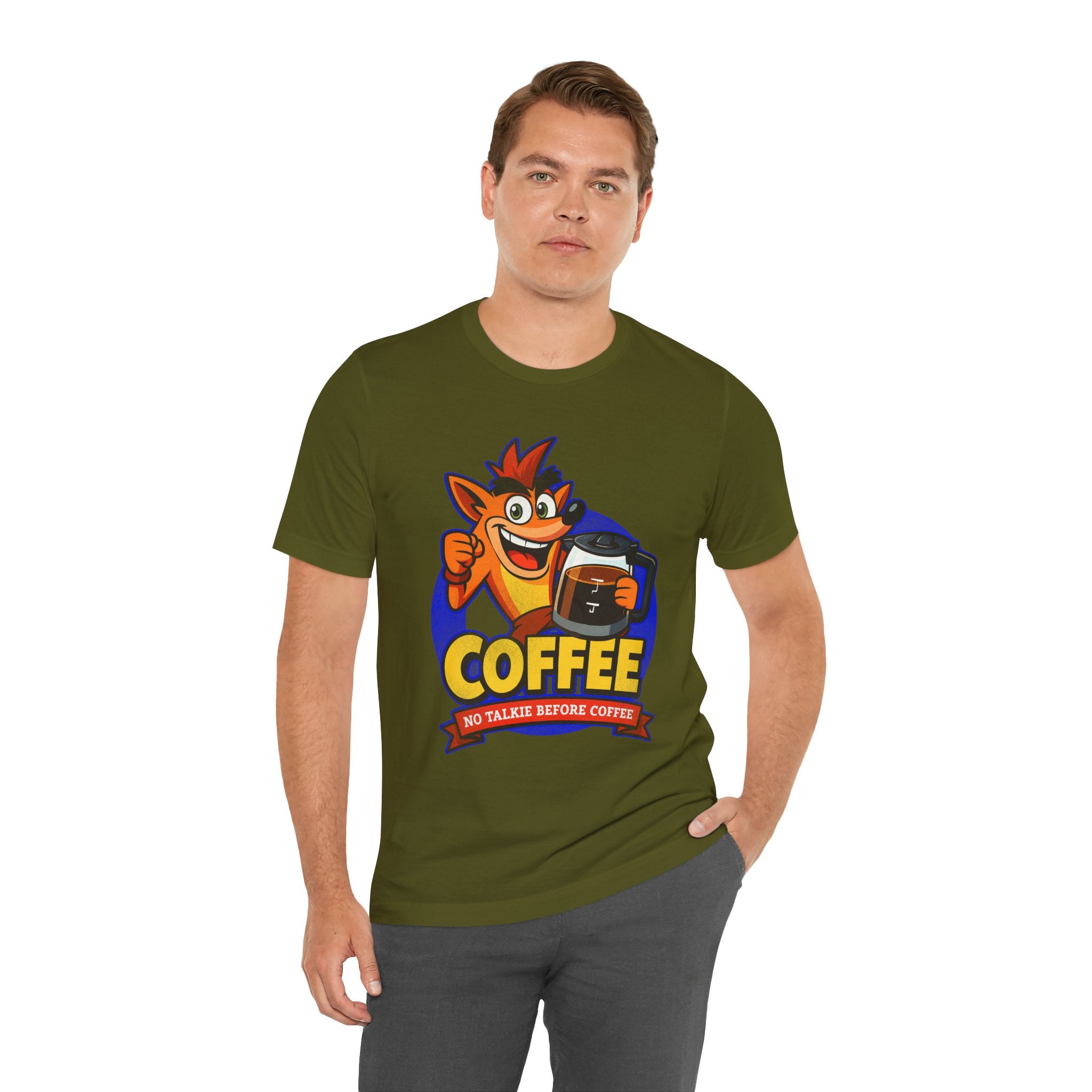 Caffeine Addict Cartoon Morning Coffee Humor Shirt