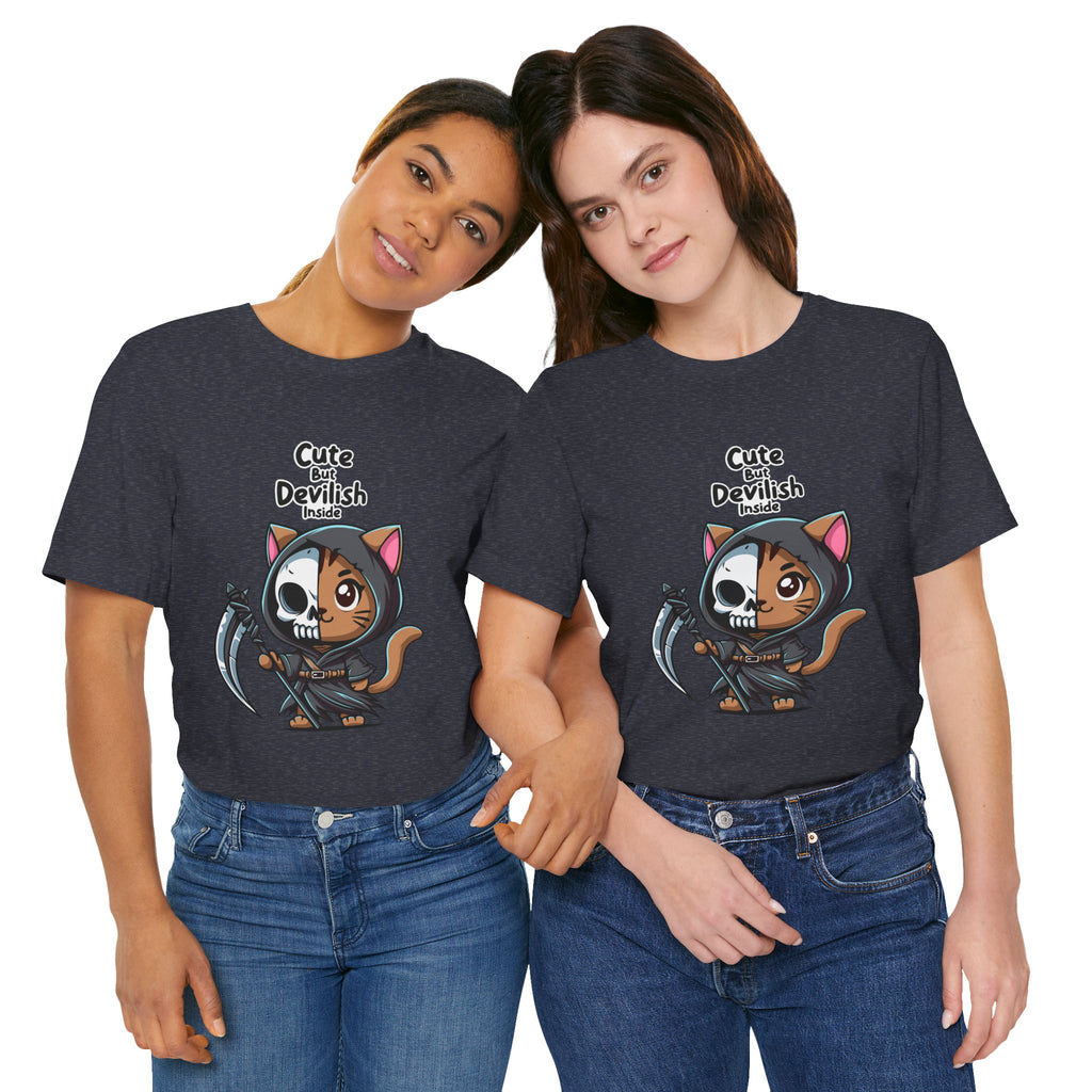 Cute But Devilish Inside Cat Kawaii Grim Reaper Kitty T-Shirt