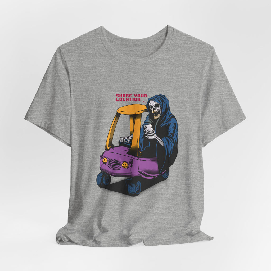 Grim Reaper in Cozy Coupe Enjoying Life
