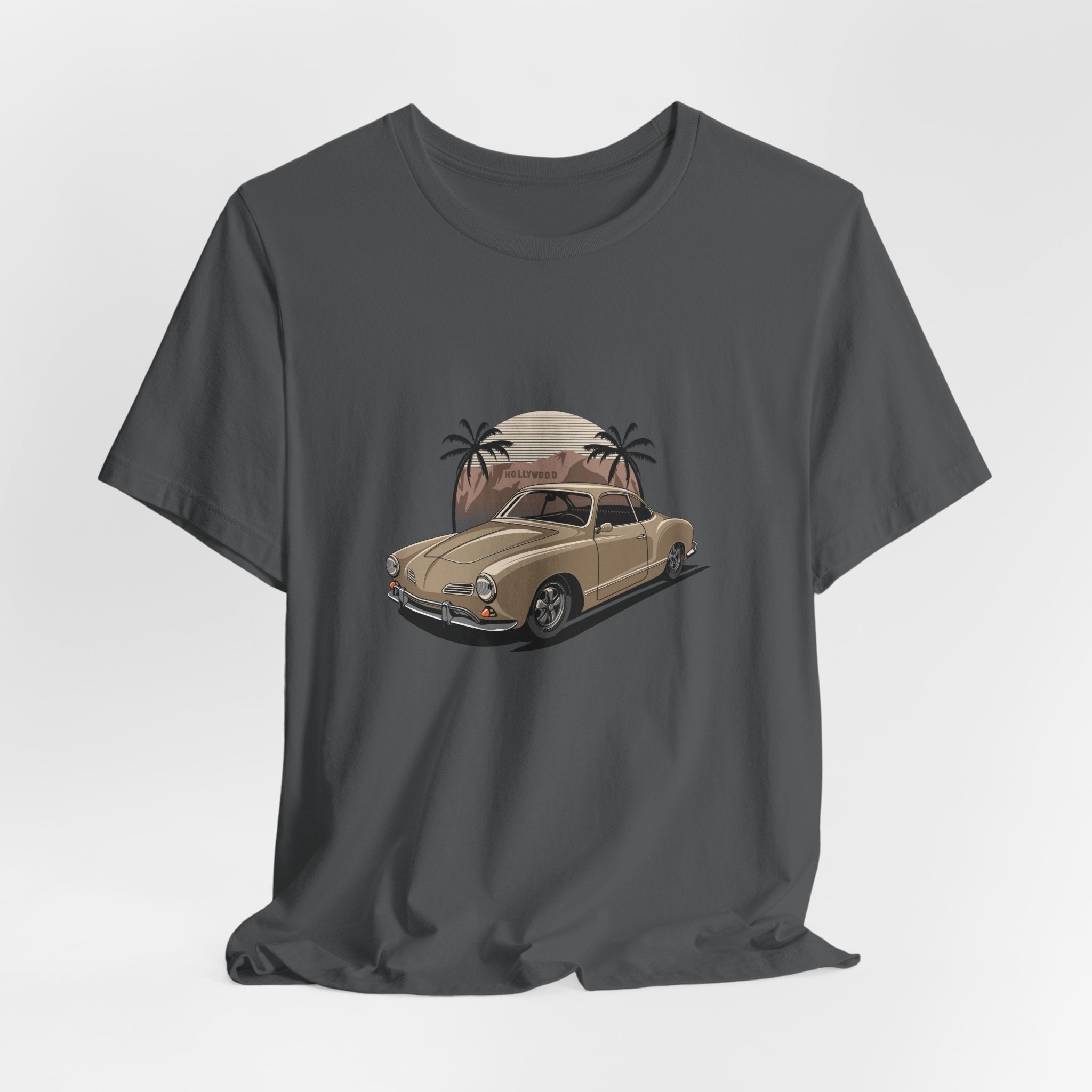 Vintage Car Sunset Karmann Coupe Palm Tree Tee